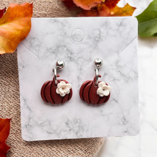 Burgundy Floral Pumpkins (Polymer Clay)