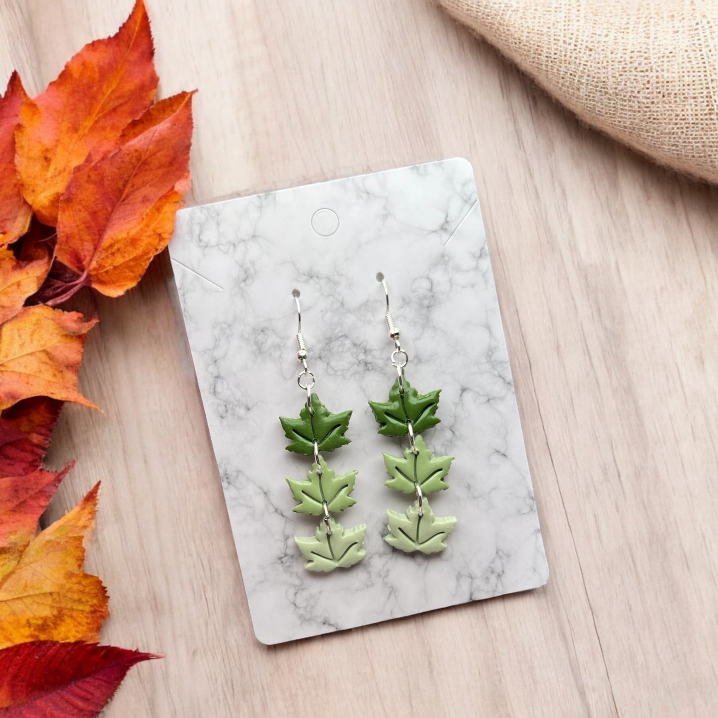 Green Leaf Trios (Polymer Clay)