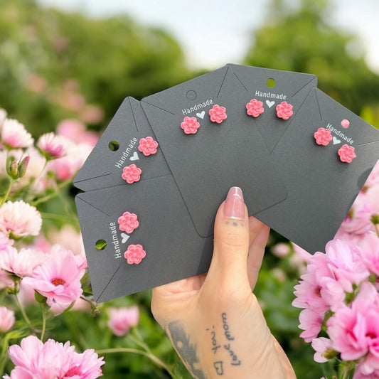 Pink Floral Studs (Polymer Clay)